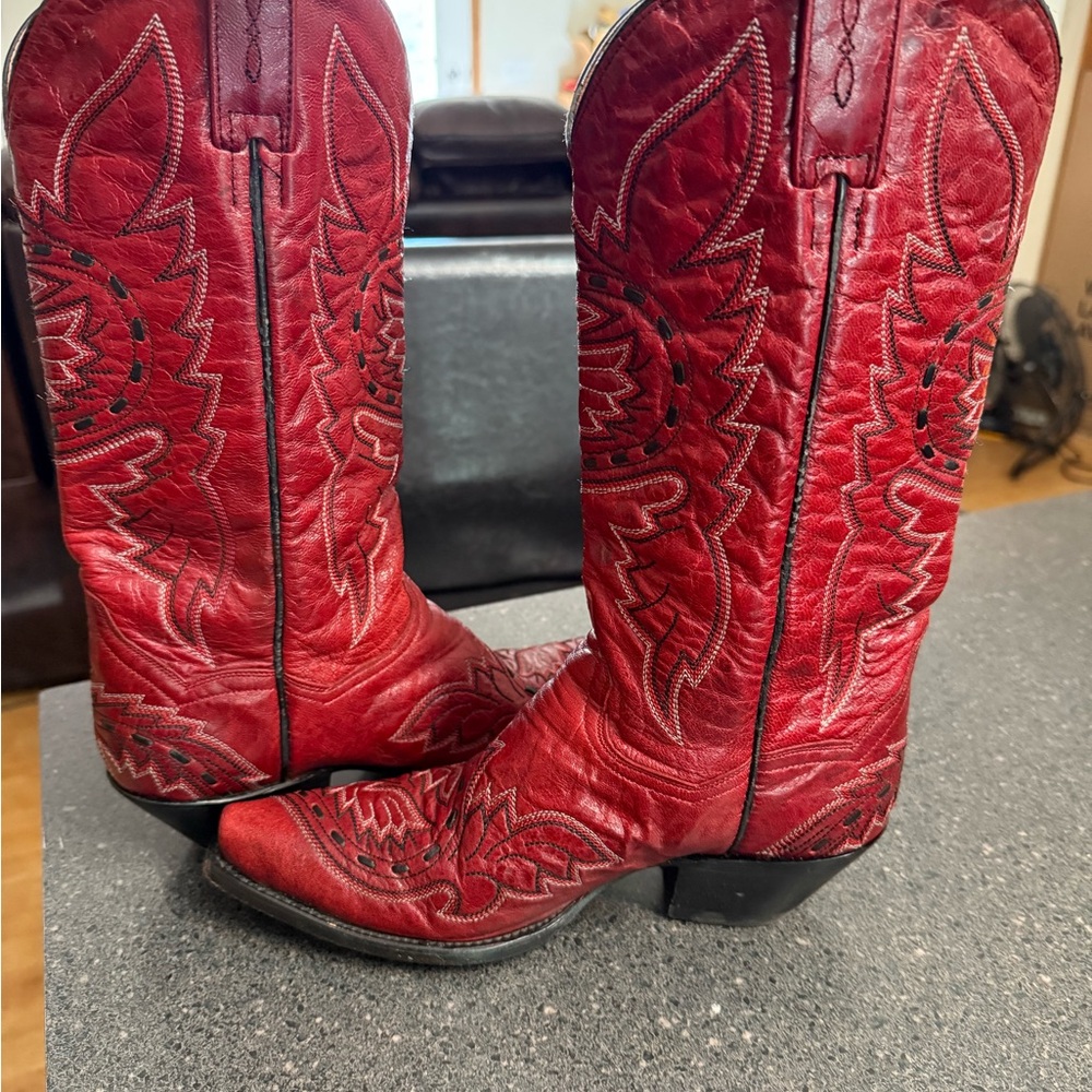 Dan Post Sidewinder Red Leather Western Cowboy Boots size 7M Womens. - Picture 5 of 9